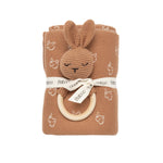 Gift Set - Blanket and Rattle - Brown | Baboo