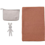 Gift set - blanket, toiletry bag, and doll - beige — Close-up | Baboo