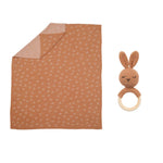 Gift Set - Blanket and Rattle - Brown — Close-up | Baboo